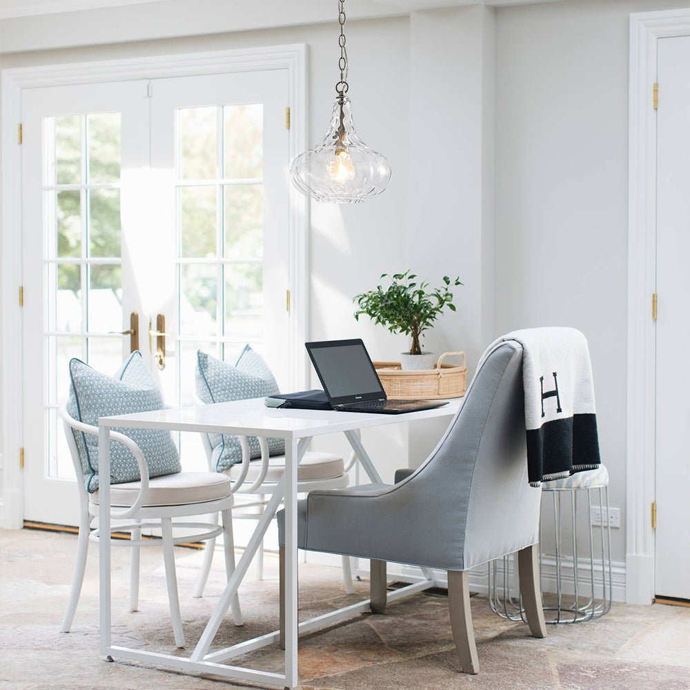 Farmhouse 1-Light Hammered Glass Bell Kitchen Pendant Light