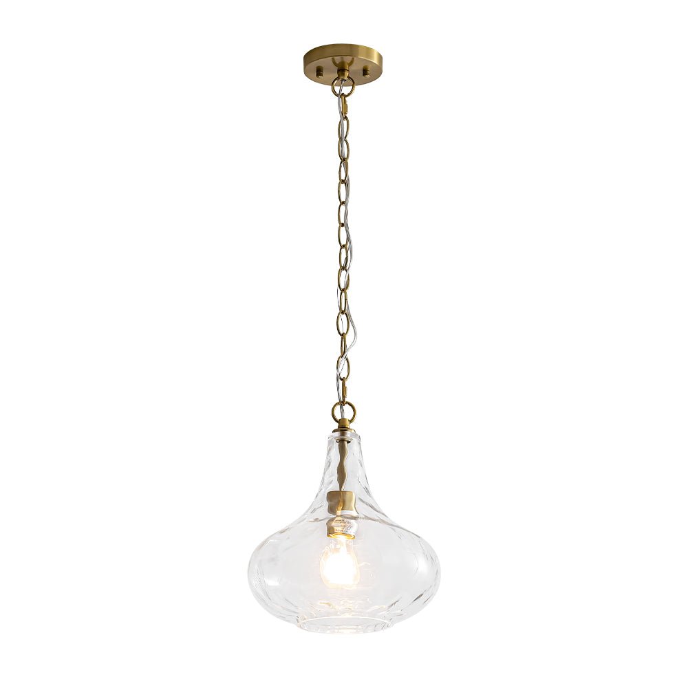 Farmhouse 1-Light Hammered Glass Bell Kitchen Pendant Light