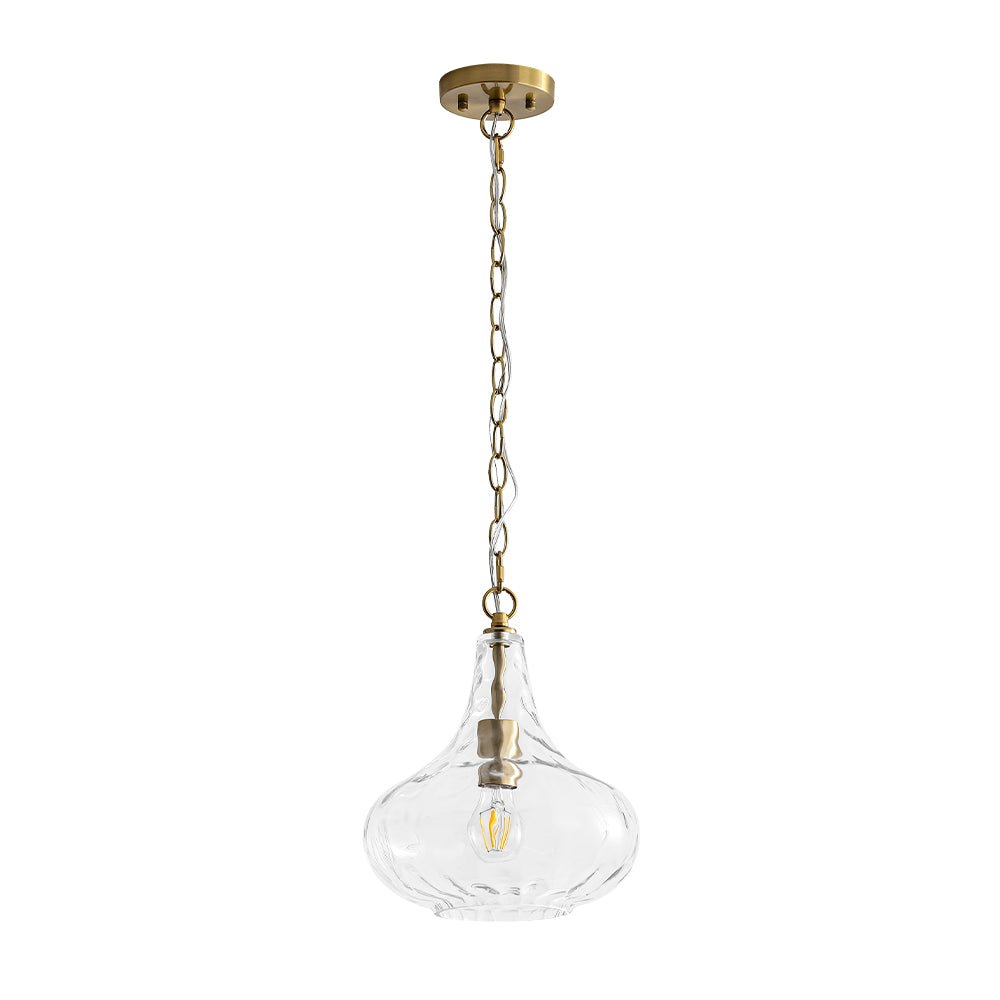 Farmhouse 1-Light Hammered Glass Bell Kitchen Pendant Light