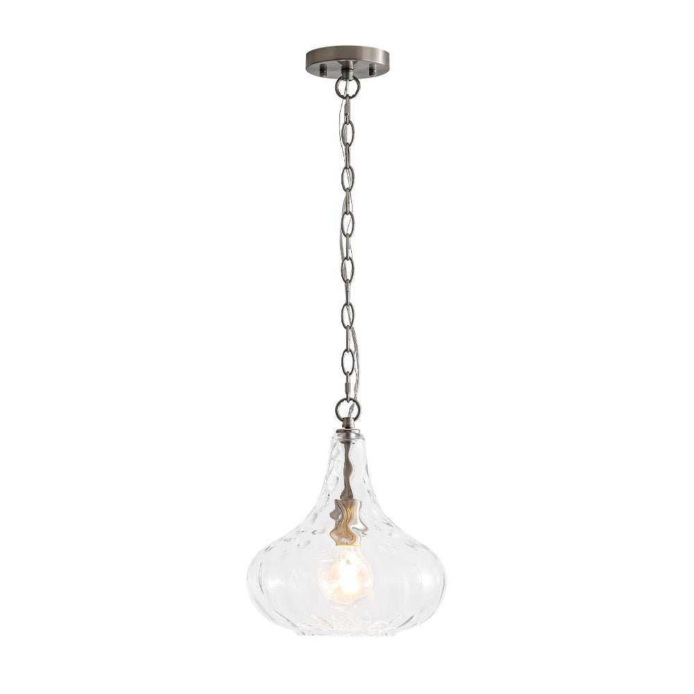 Farmhouse 1-Light Hammered Glass Bell Kitchen Pendant Light