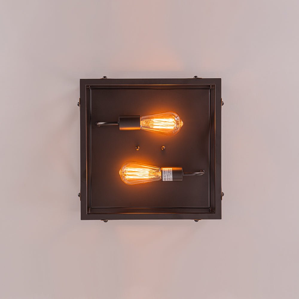 Farmhouse 2-Light Oil Rubbed Bronze Cross Square Flush Mount