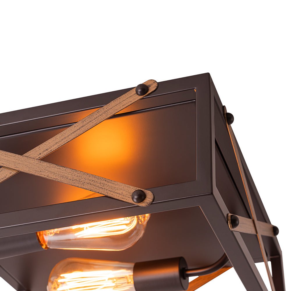 Farmhouse 2-Light Oil Rubbed Bronze Cross Square Flush Mount
