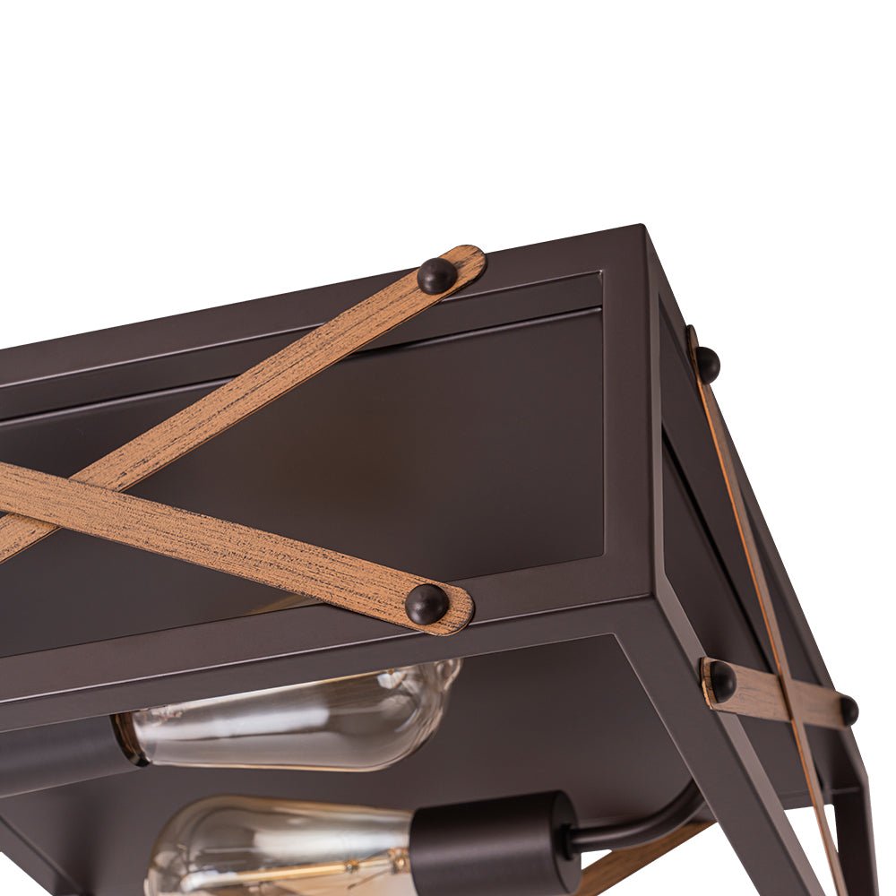 Farmhouse 2-Light Oil Rubbed Bronze Cross Square Flush Mount