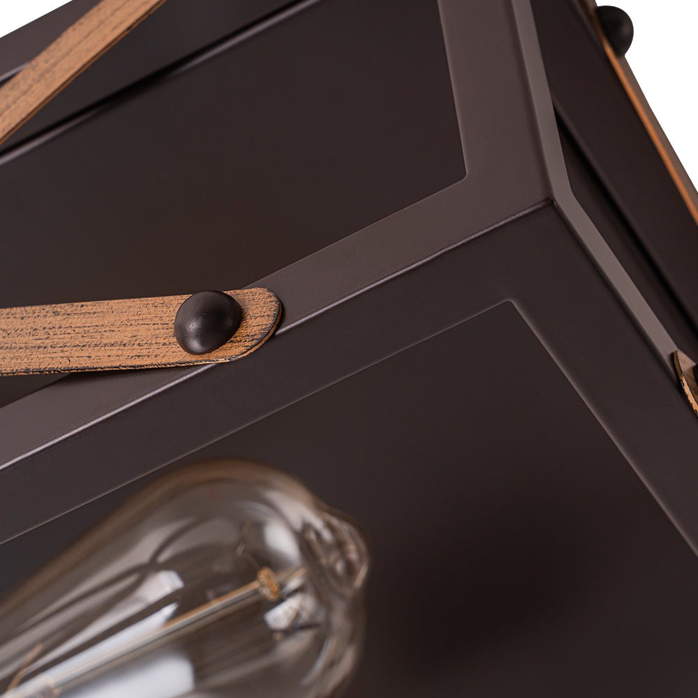 Farmhouse 2-Light Oil Rubbed Bronze Cross Square Flush Mount