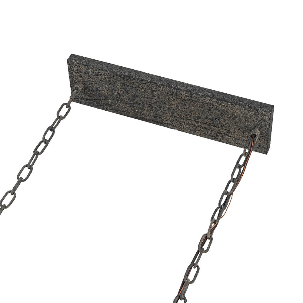 Farmhouse Antique Wooden Rectangle Box Linear Chandelier