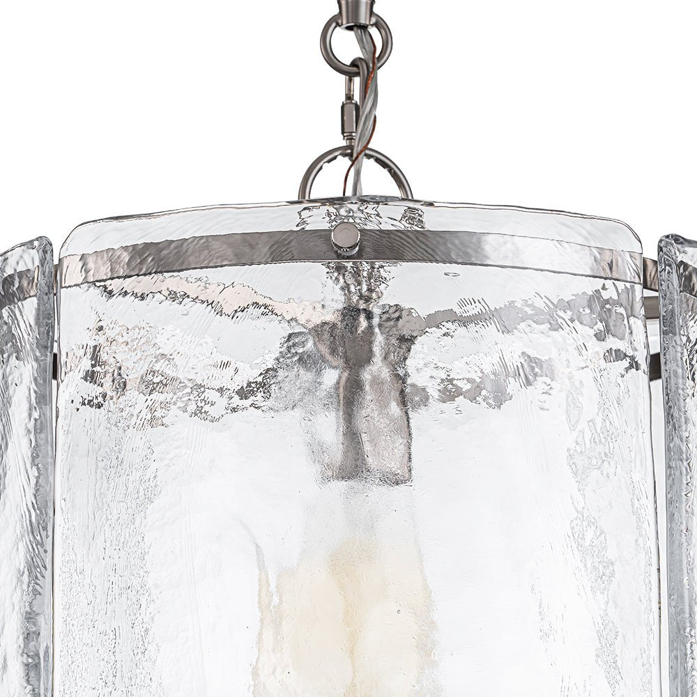 Farmhouse Clear Textured Glass Cylinder Cage Pendant