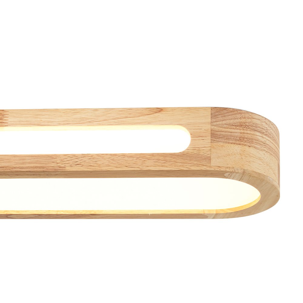 Farmhouse Dimmable LED Wood Oval Flush Mount Light