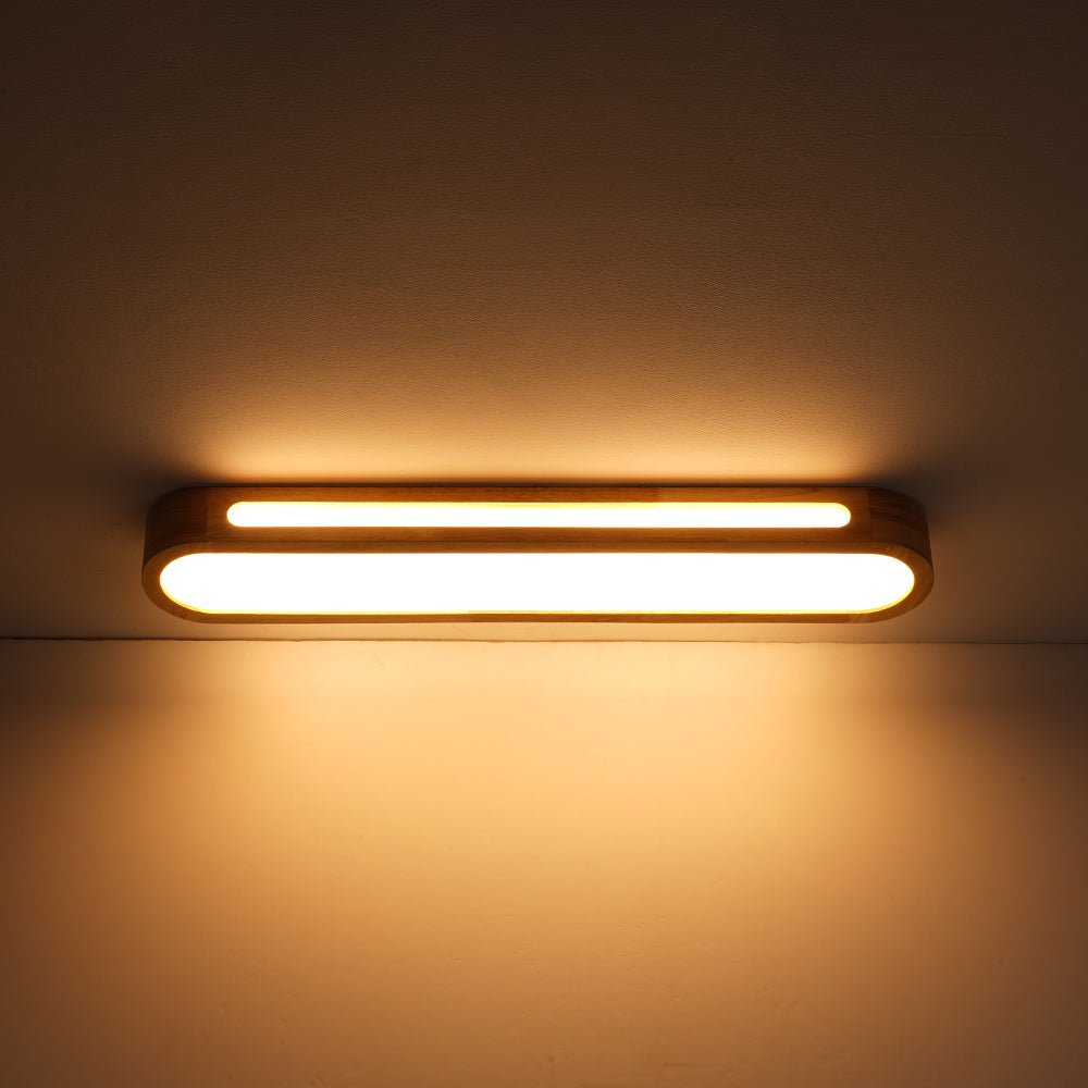 Farmhouse Dimmable LED Wood Oval Flush Mount Light