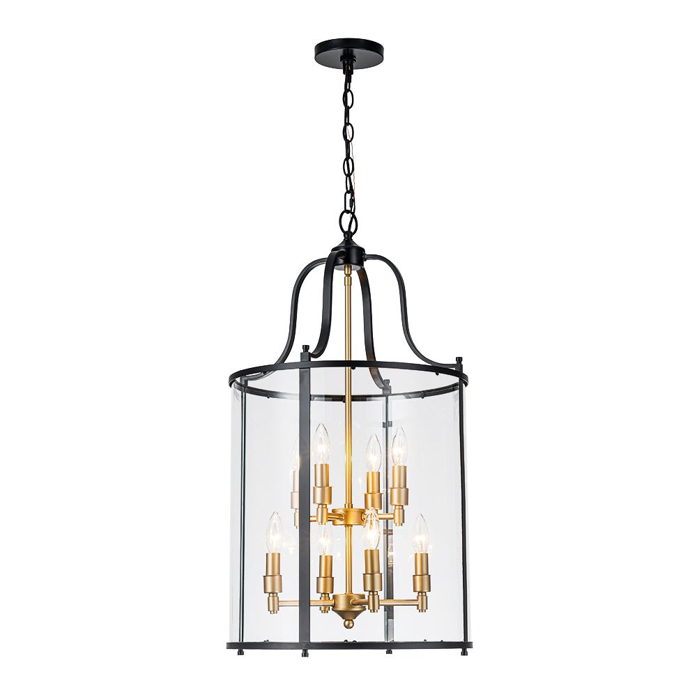Farmhouse Wide Clear Glass Cylinder Cage Pendant