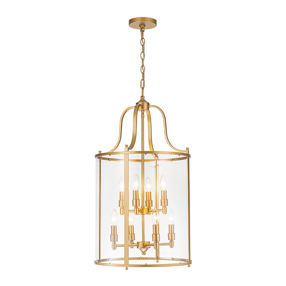 Farmhouse Wide Clear Glass Cylinder Cage Pendant