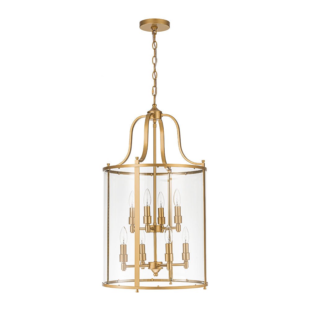 Farmhouse Wide Clear Glass Cylinder Cage Pendant