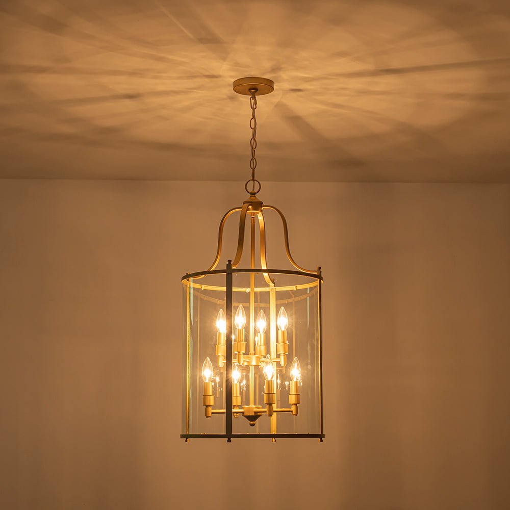 Farmhouse Wide Clear Glass Cylinder Cage Pendant