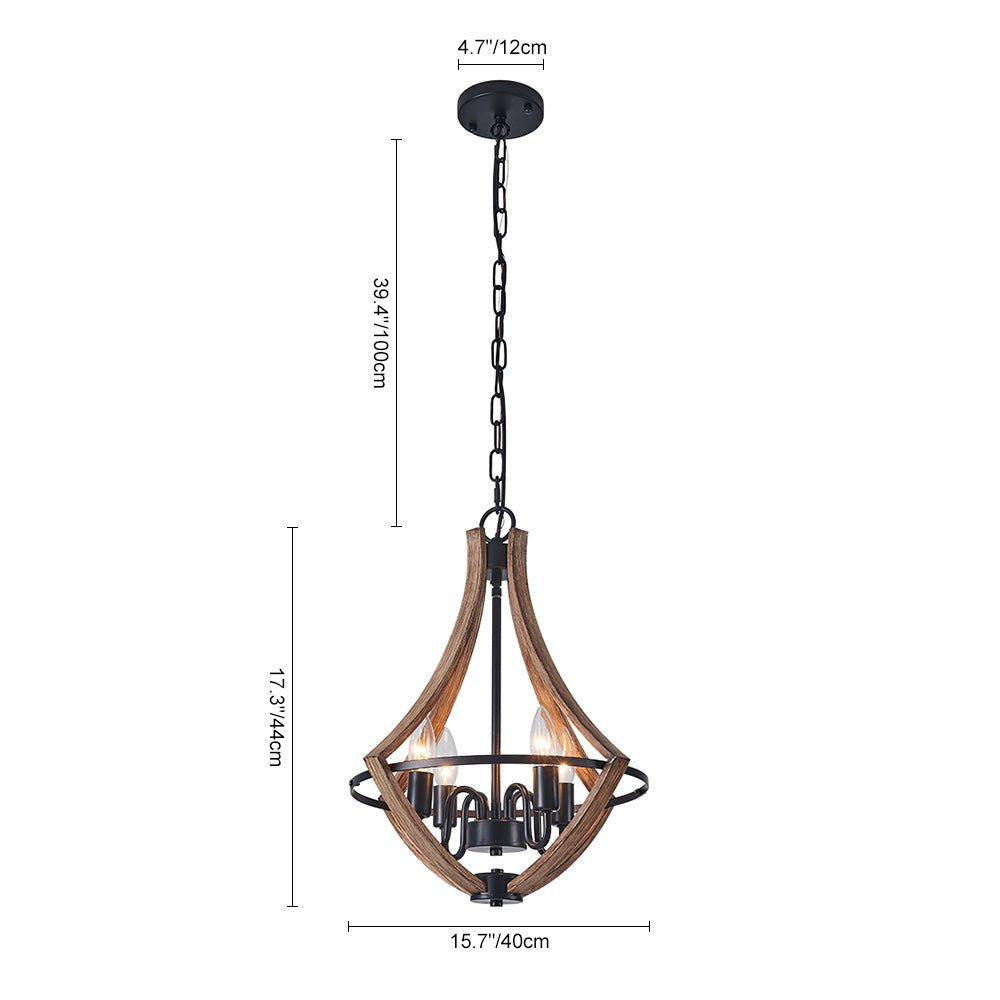 Farmhouse Wood-like Empire Lantern Chandelier