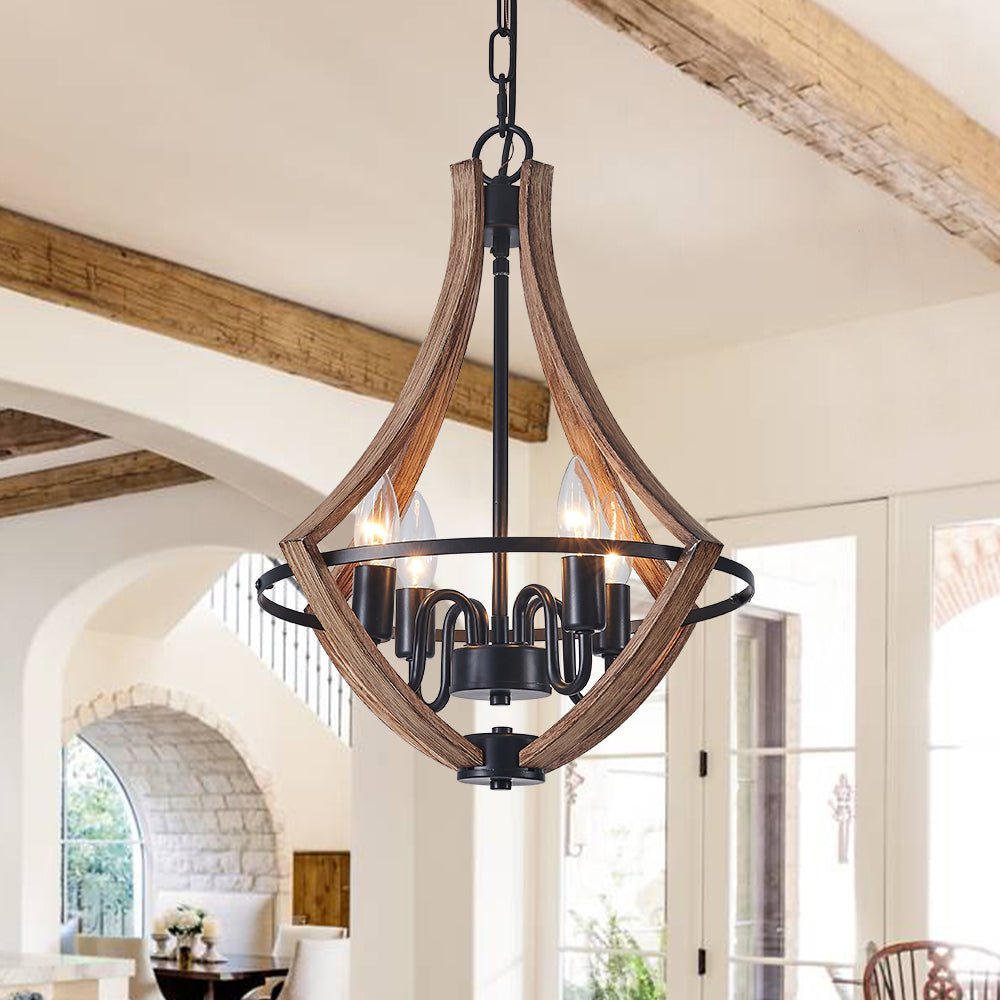 Farmhouse Wood-like Empire Lantern Chandelier