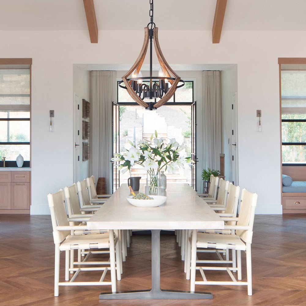 Farmhouse Wood-like Empire Lantern Chandelier