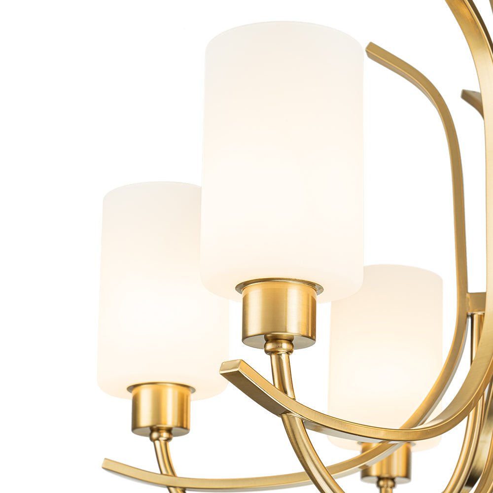 French 6-Light Frosted Glass Shade Scrolling Chandelier