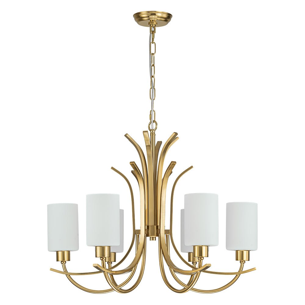 French 6-Light Frosted Glass Shade Scrolling Chandelier
