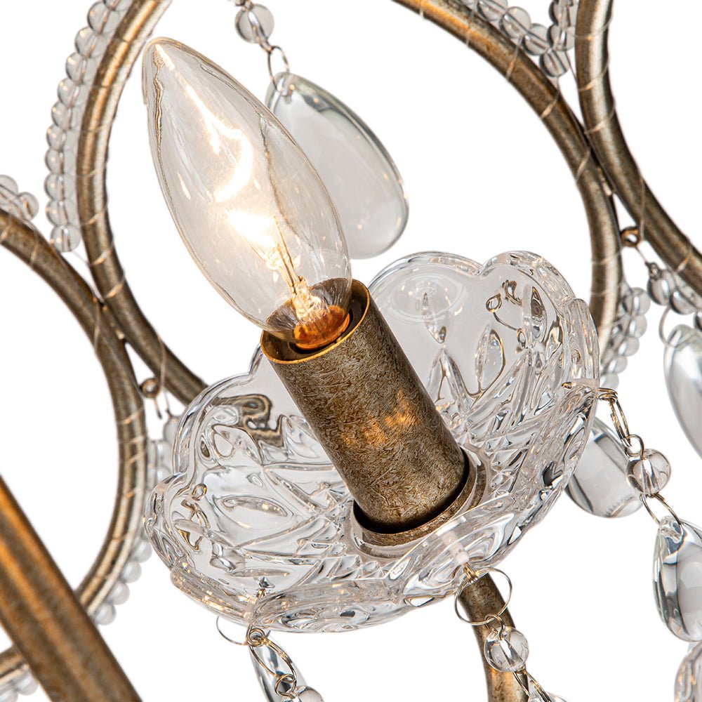 French Antique 5-Light Crystal Accents Drum Chandelier