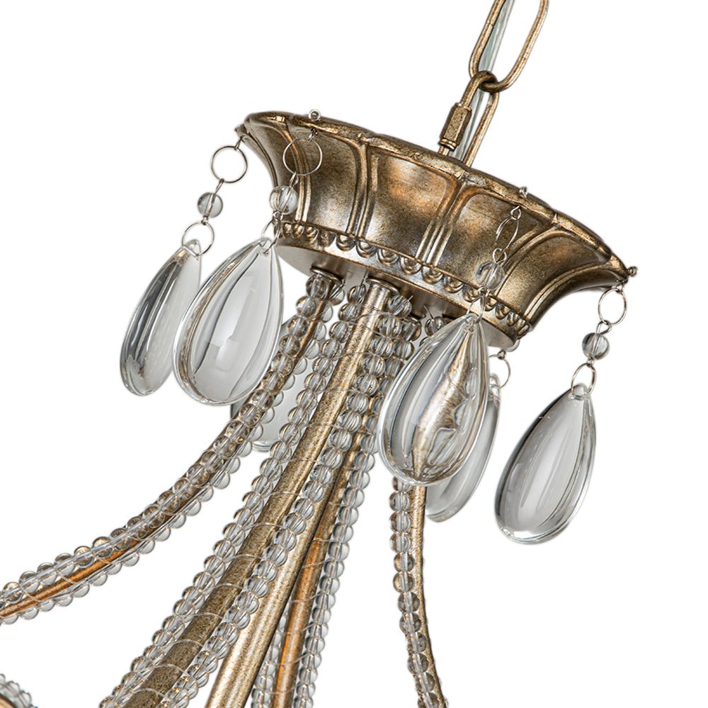 French Antique 5-Light Crystal Accents Drum Chandelier