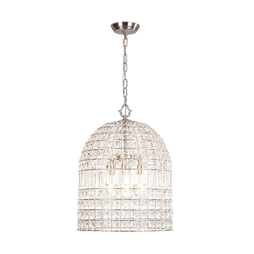 French Antique Brass Crystal Cage Chandelier