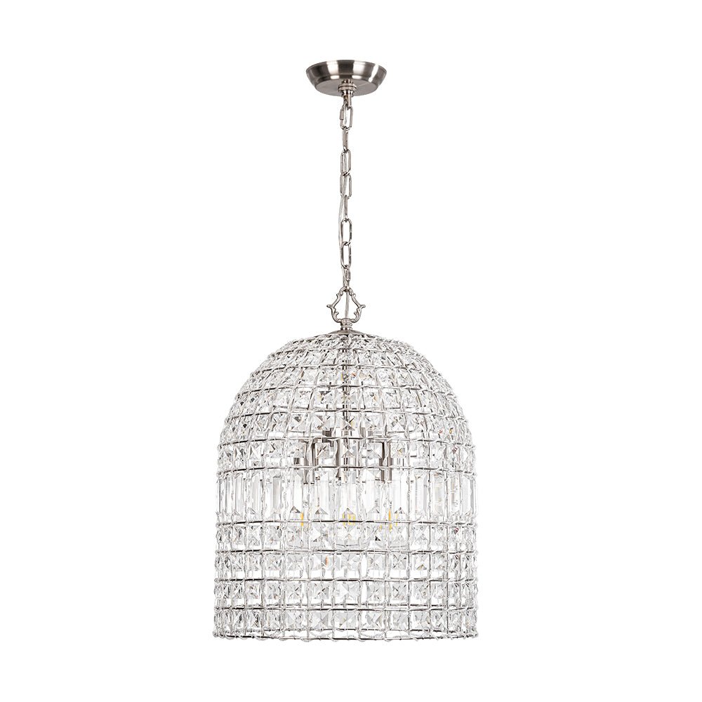 French Antique Brass Crystal Cage Chandelier