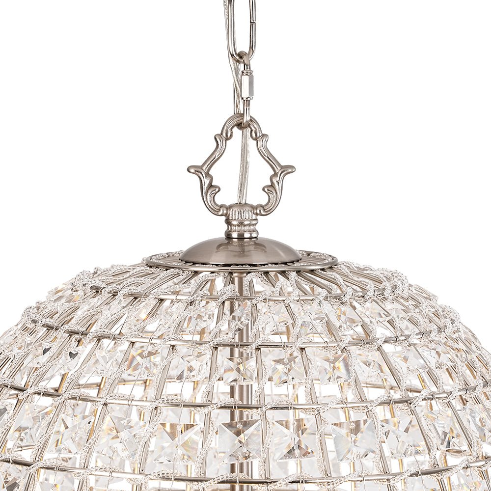French Antique Brass Crystal Cage Chandelier