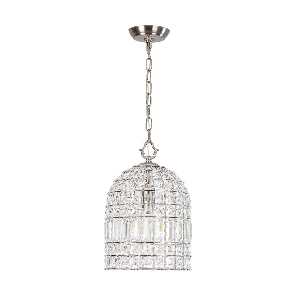 French Antique Brass Crystal Cage Chandelier