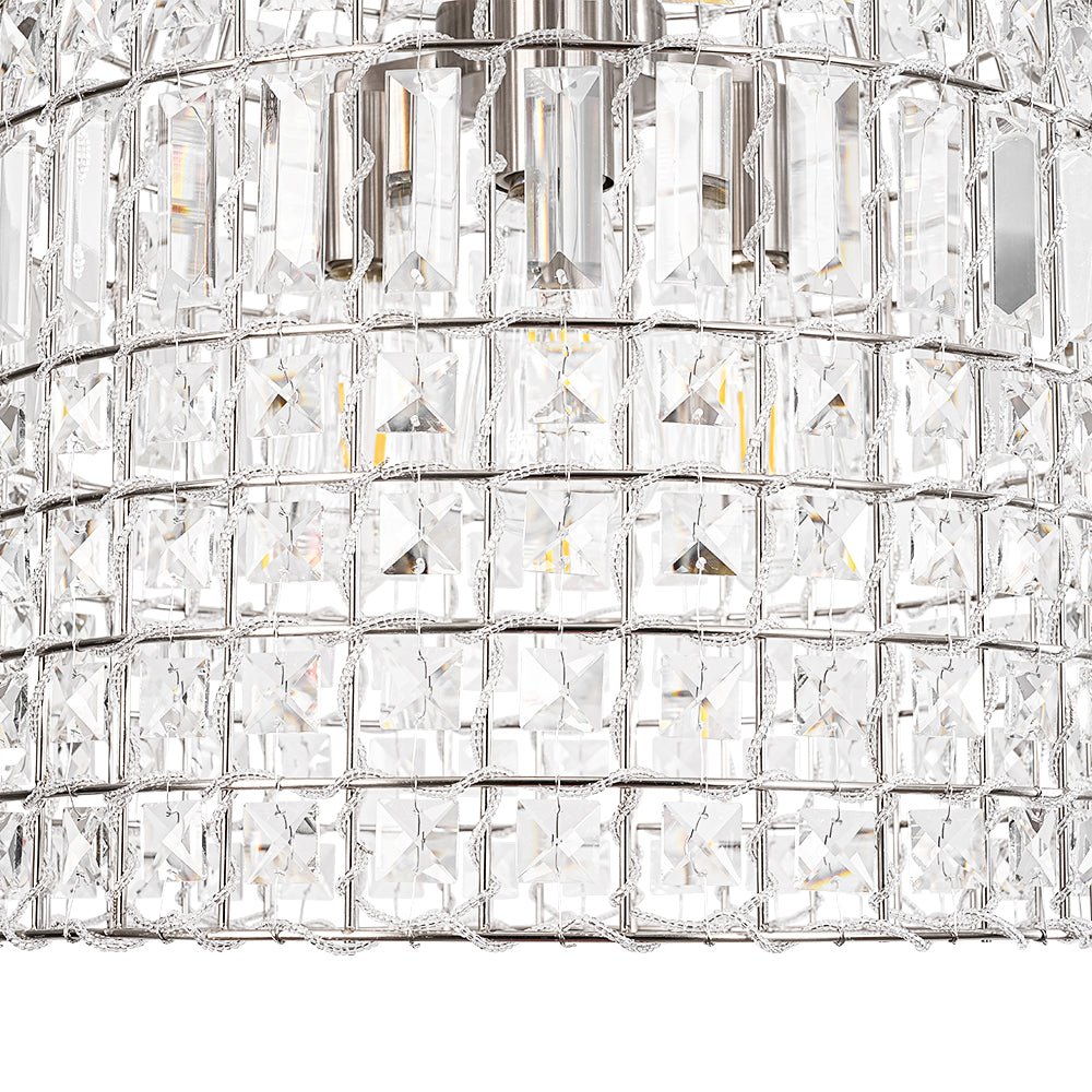 French Antique Brass Crystal Cage Chandelier