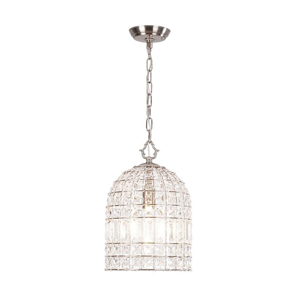 French Antique Brass Crystal Cage Chandelier
