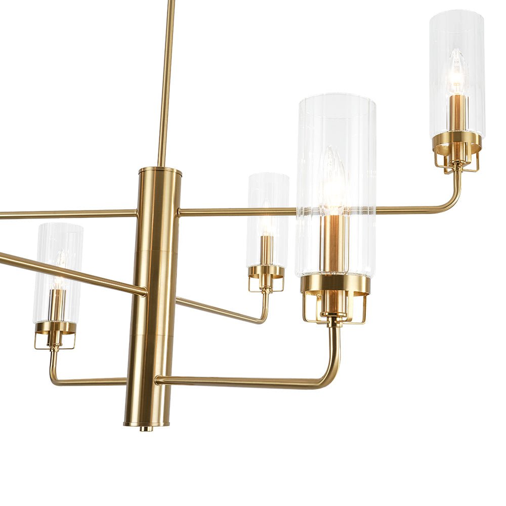 French Cylinder Ribbed Glass Round Tiered Candle Chandelier