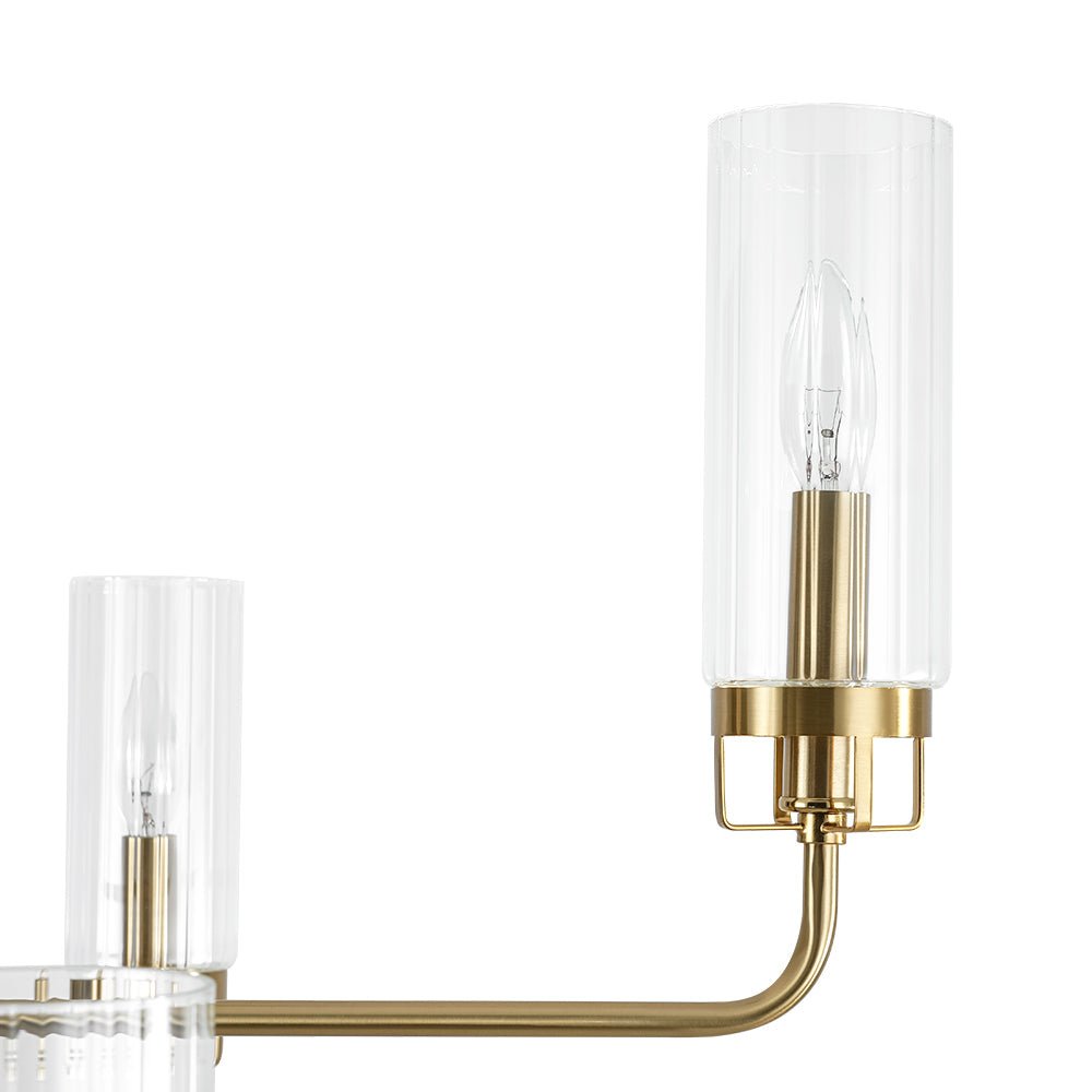 French Cylinder Ribbed Glass Round Tiered Candle Chandelier
