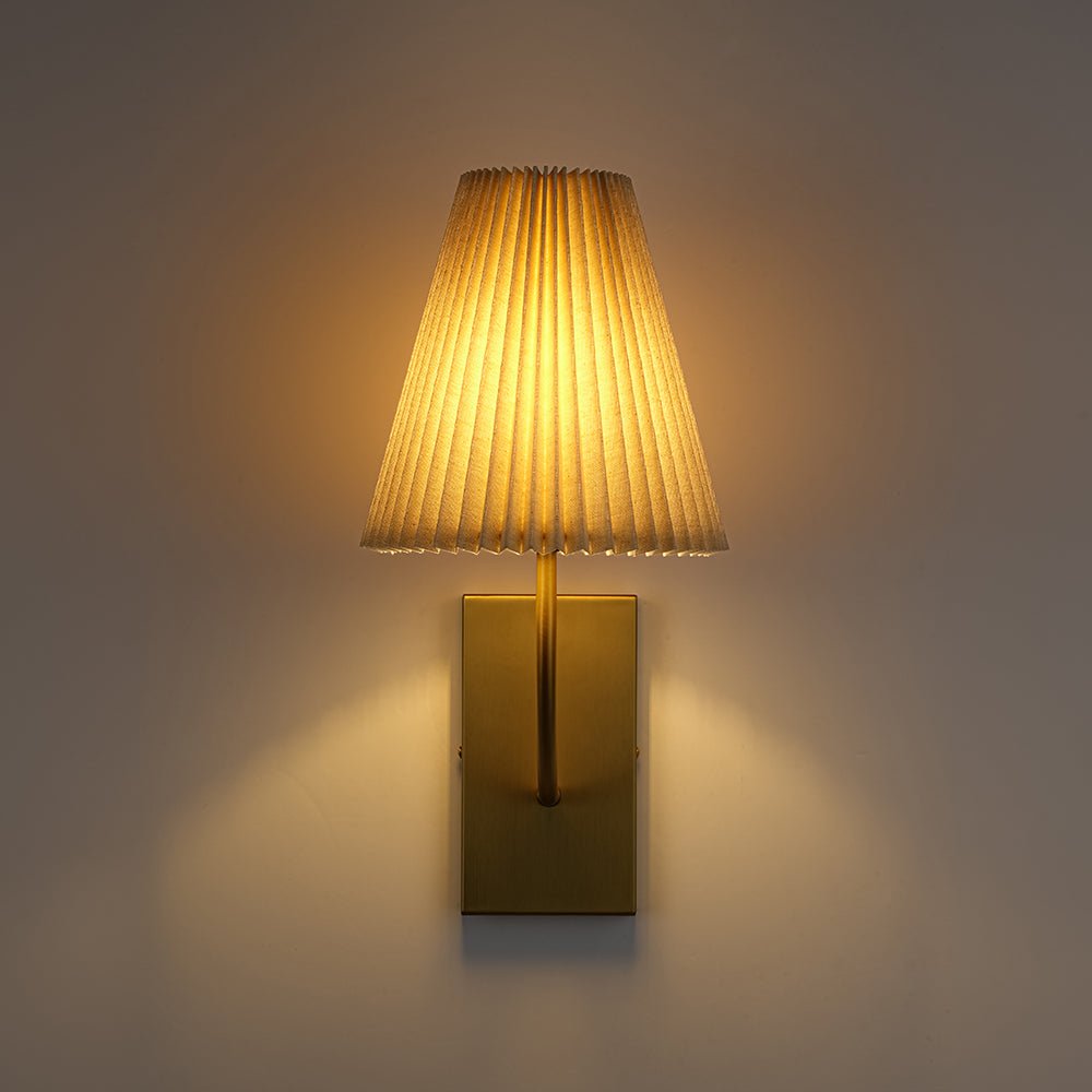 French Elegant 1-Light Pleated Fabric Wall Lamp
