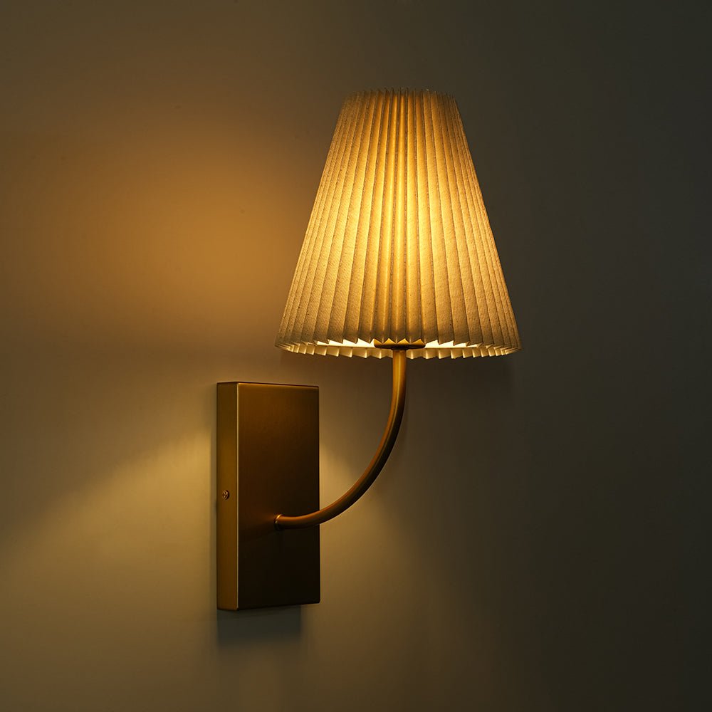 French Elegant 1-Light Pleated Fabric Wall Lamp
