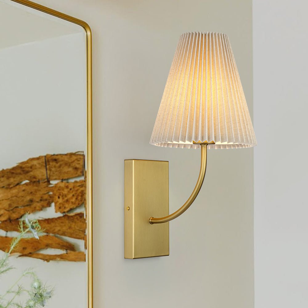 French Elegant 1-Light Pleated Fabric Wall Lamp