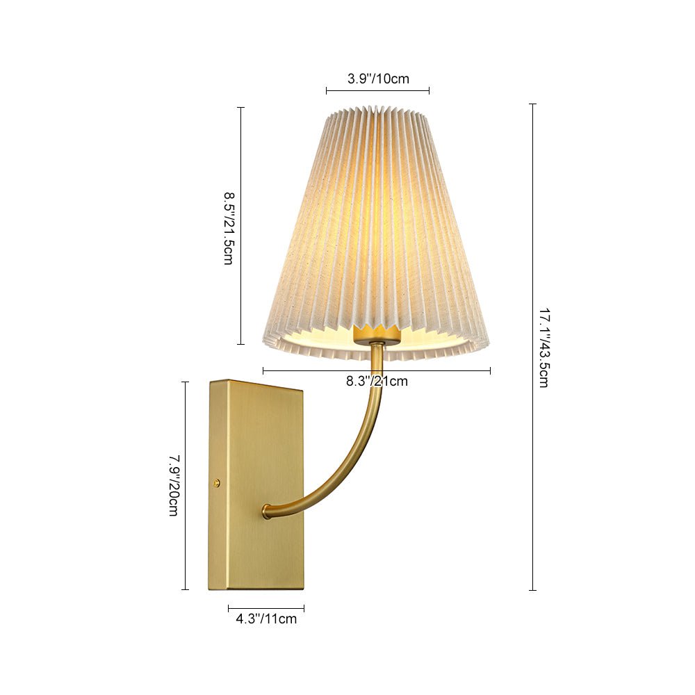 French Elegant 1-Light Pleated Fabric Wall Lamp