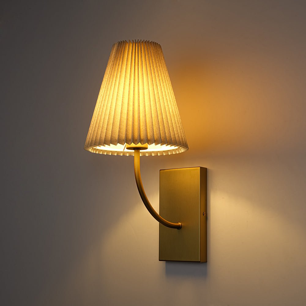 French Elegant 1-Light Pleated Fabric Wall Lamp