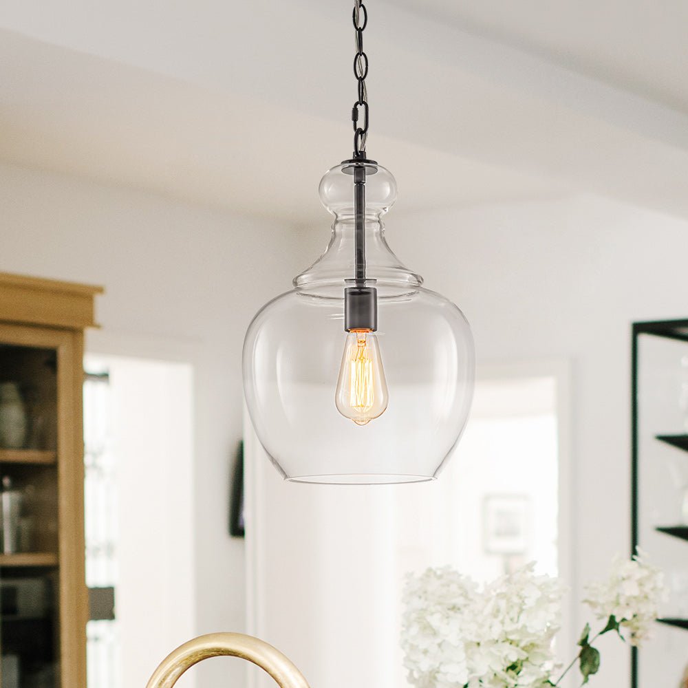 French Farmhouse 1-Light Glass Bell Kitchen Pendant Light