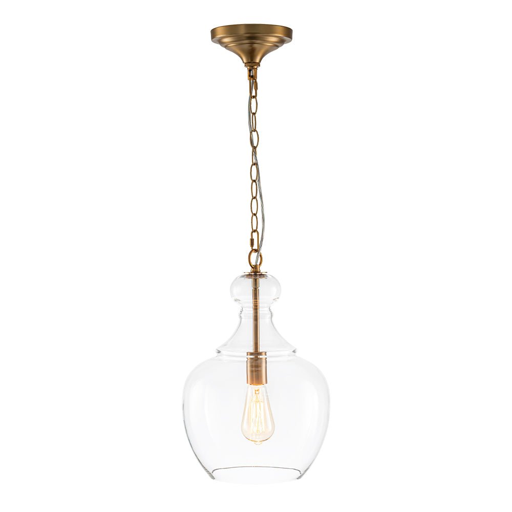 French Farmhouse 1-Light Glass Bell Kitchen Pendant Light