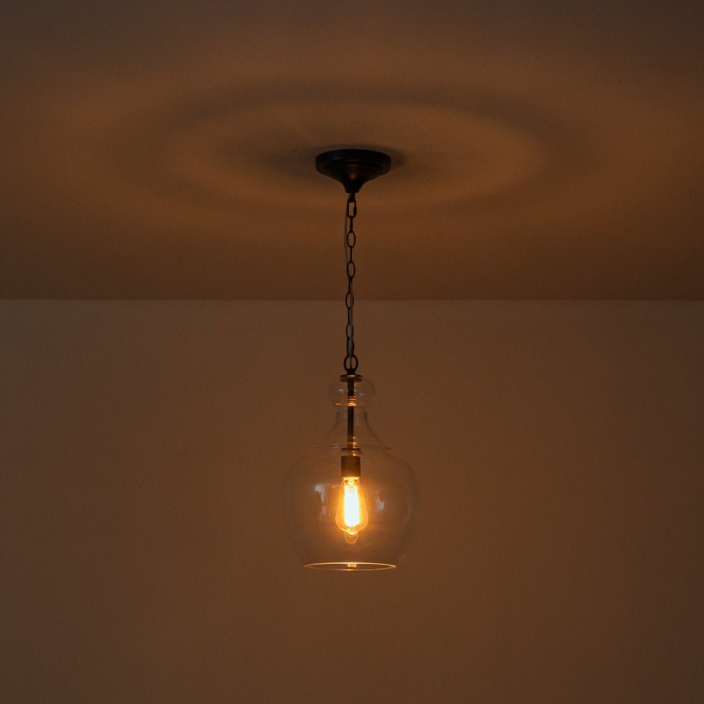 French Farmhouse 1-Light Glass Bell Kitchen Pendant Light
