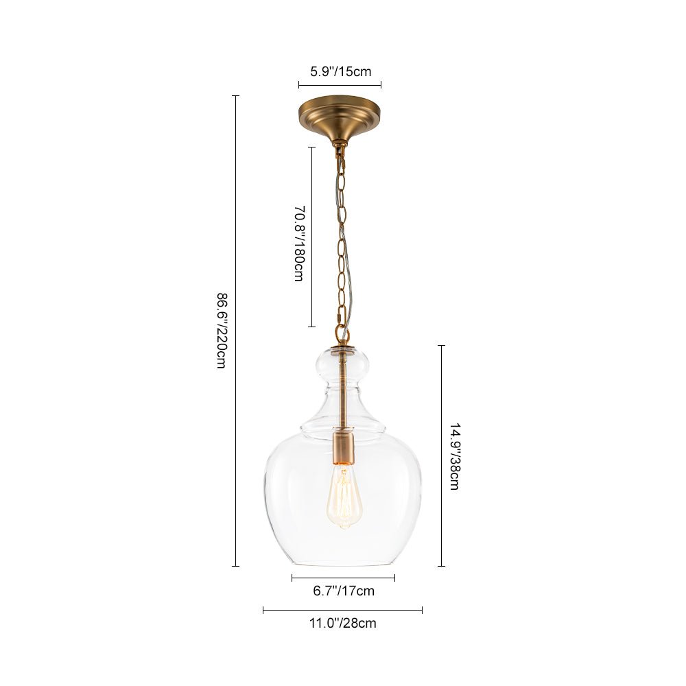 French Farmhouse 1-Light Glass Bell Kitchen Pendant Light