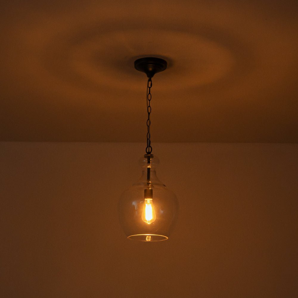 French Farmhouse 1-Light Glass Bell Kitchen Pendant Light