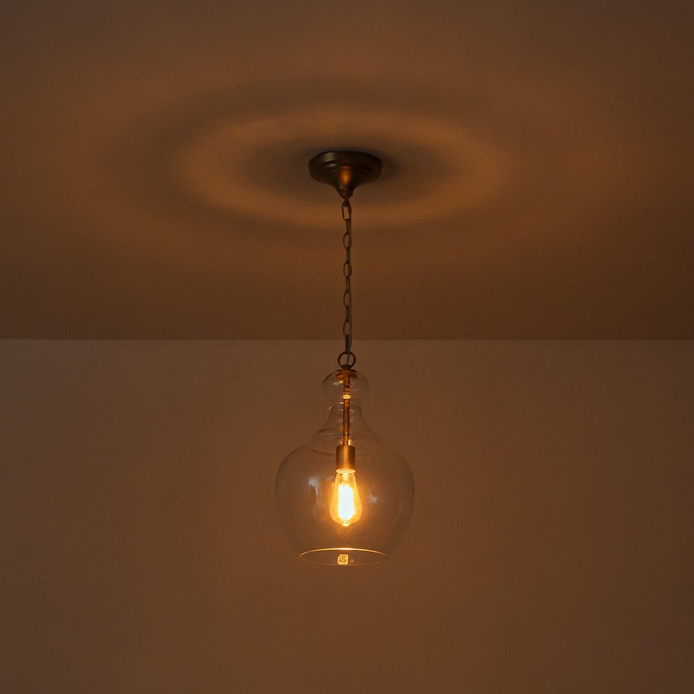 French Farmhouse 1-Light Glass Bell Kitchen Pendant Light