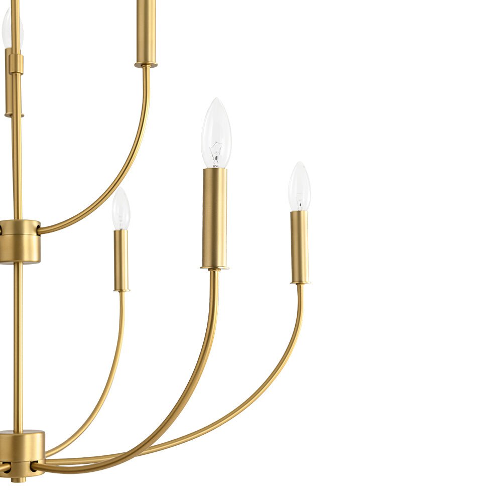 French Farmhouse Brass 2-Tier Candle Style Chandelier