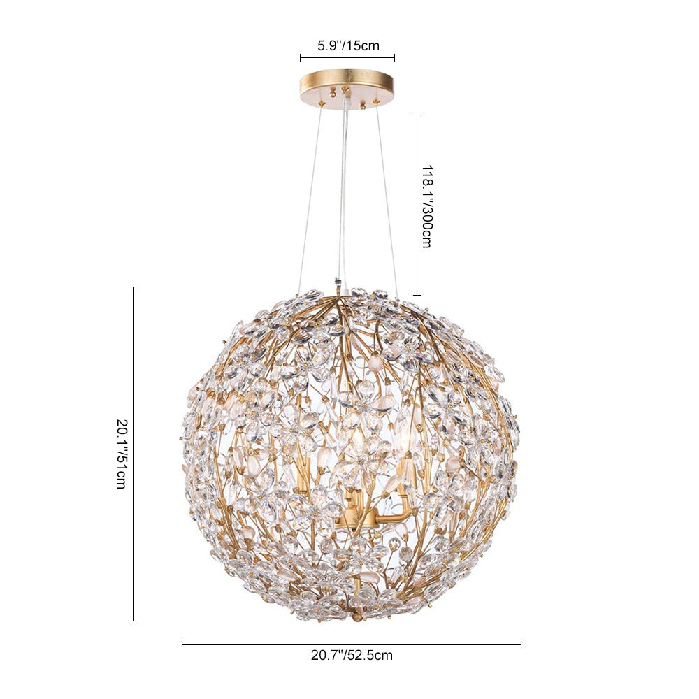Bloom French Gold Blossom Crystal Floral Orb Chandelier