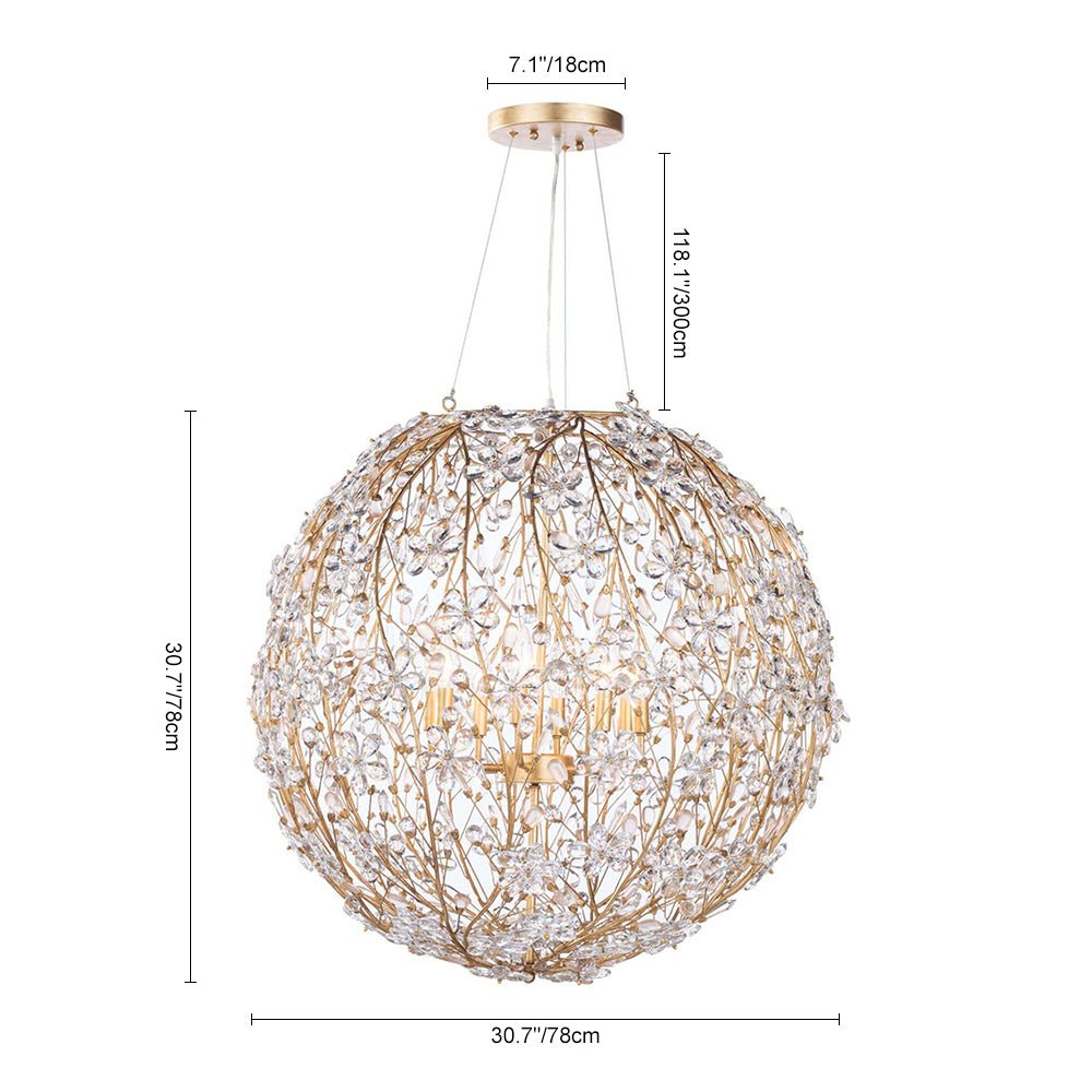 Bloom French Gold Blossom Crystal Floral Orb Chandelier
