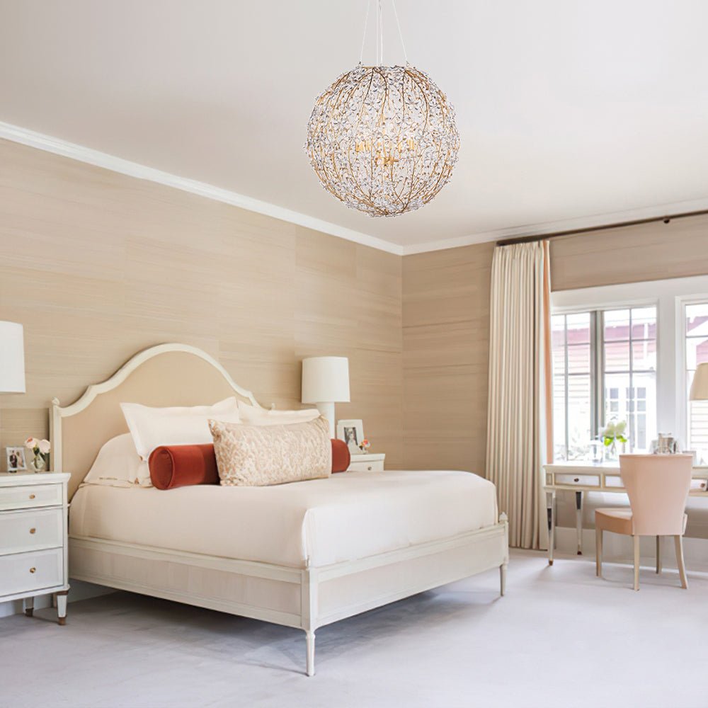 Bloom French Gold Blossom Crystal Floral Orb Chandelier