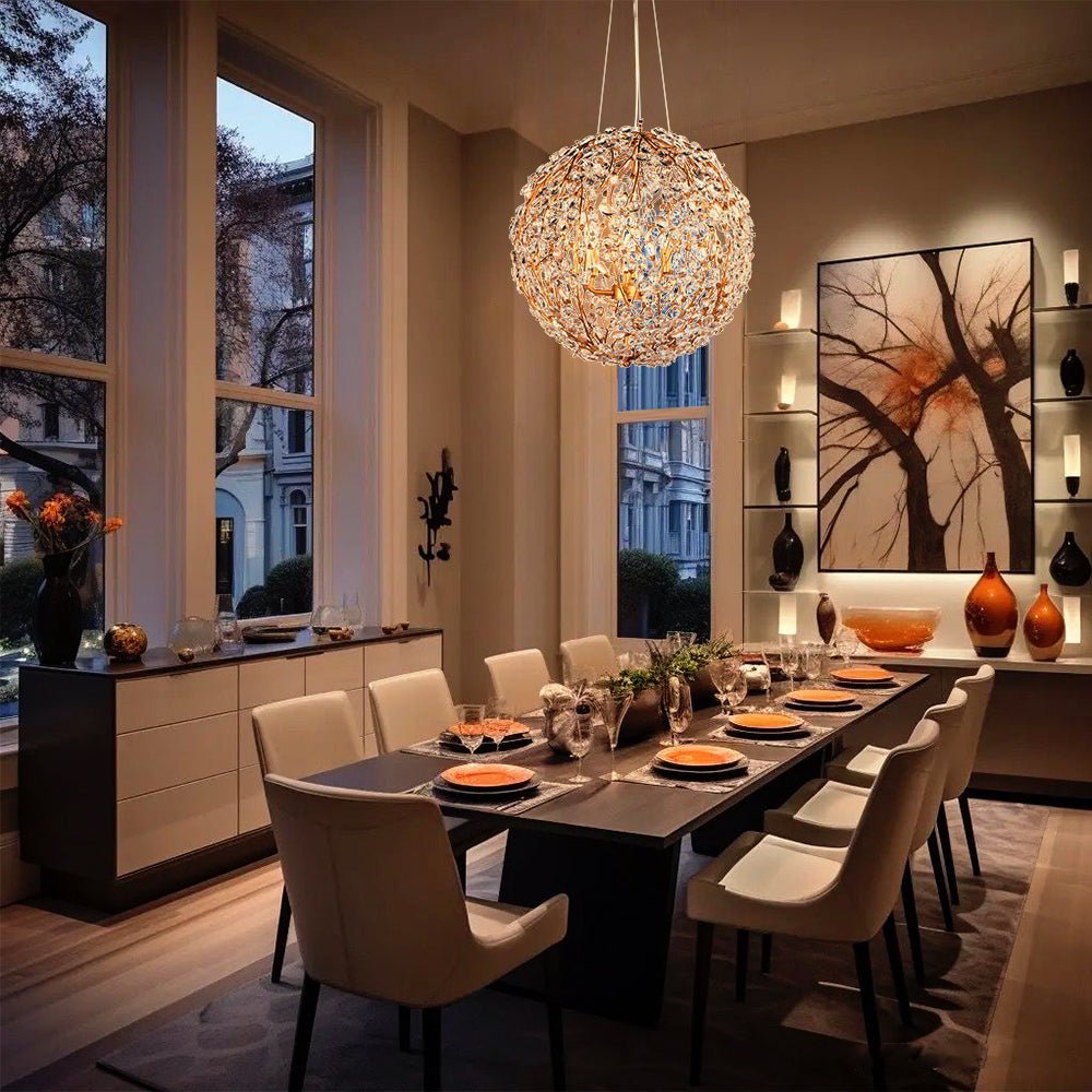 Bloom French Gold Blossom Crystal Floral Orb Chandelier