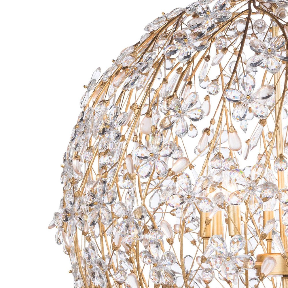 Bloom French Gold Blossom Crystal Floral Orb Chandelier