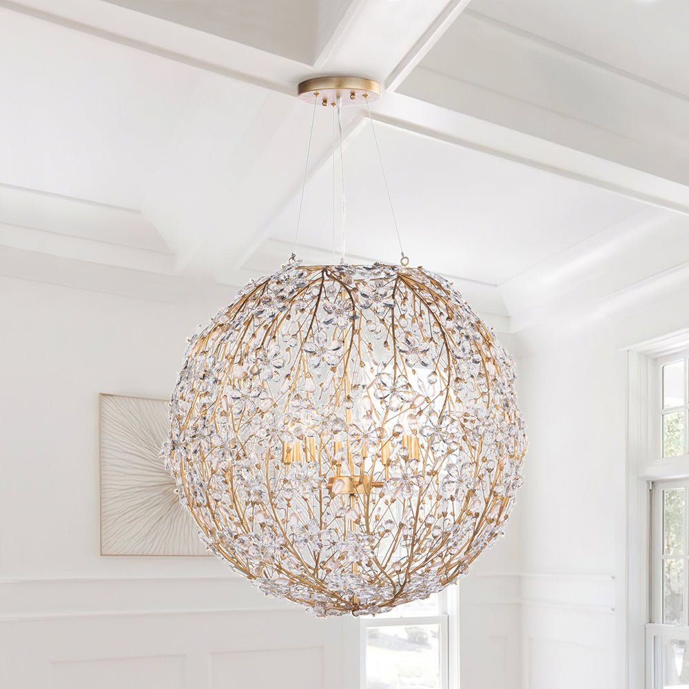 Bloom French Gold Blossom Crystal Floral Orb Chandelier