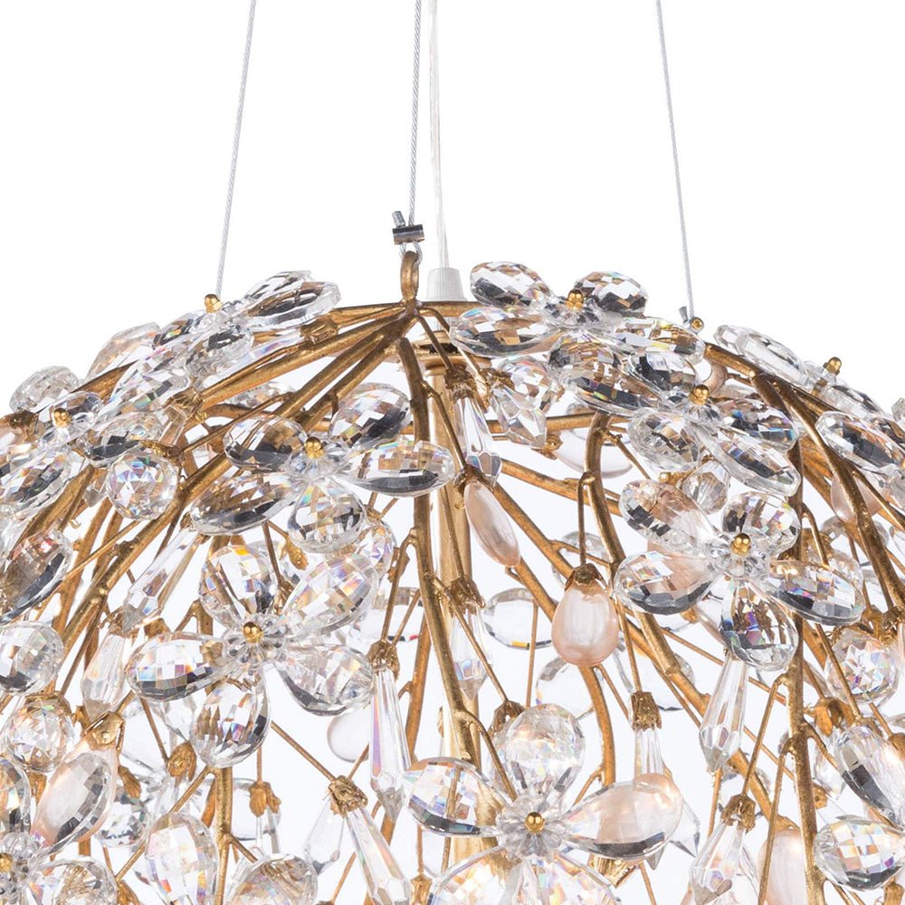 Bloom French Gold Blossom Crystal Floral Orb Chandelier
